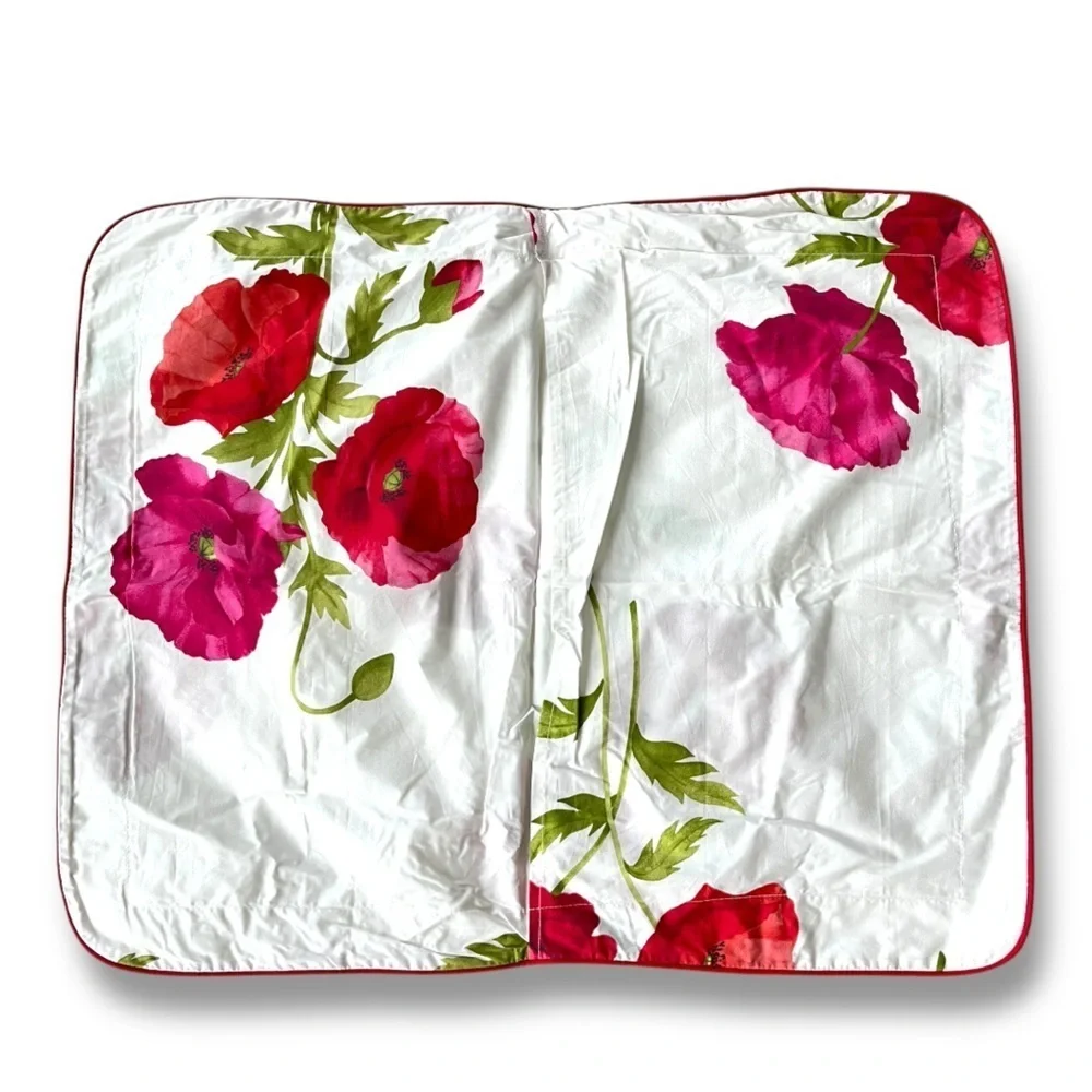 Bloom 100% Cotton Bedding Floral White/Orange Poppy Pattern Pillow Shams x 2